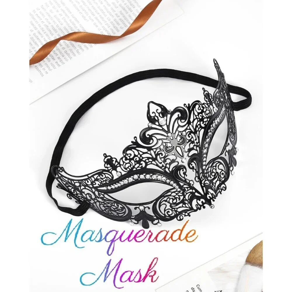 Women's Costume Mask Filigree Metal Rhinestone Adjustable Fit For Parties